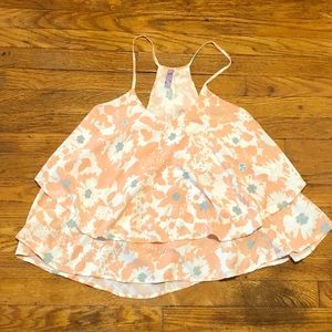 Peach 🍑 Floral Halter Tank, sz M